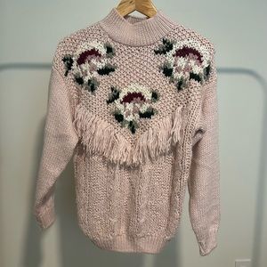 Vintage Fringe and Floral Sweater